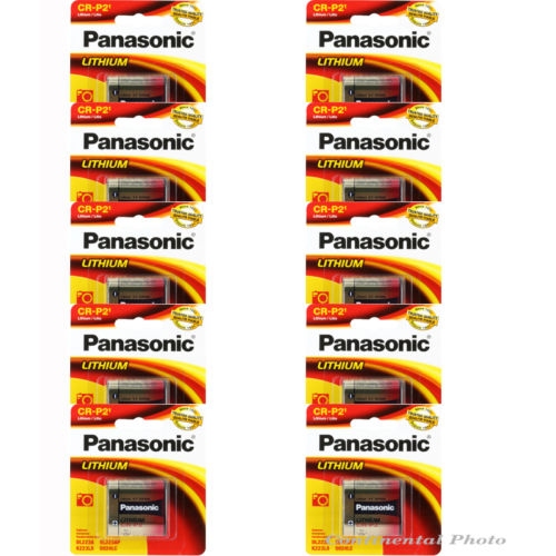 Panasonic CR-P2 Lithium Photo 6 Volt Battery, 10 Pack